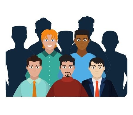 grupo de homens de diversas etnias